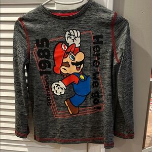 Super Mario Kids Gray Long Sleeve Shirt